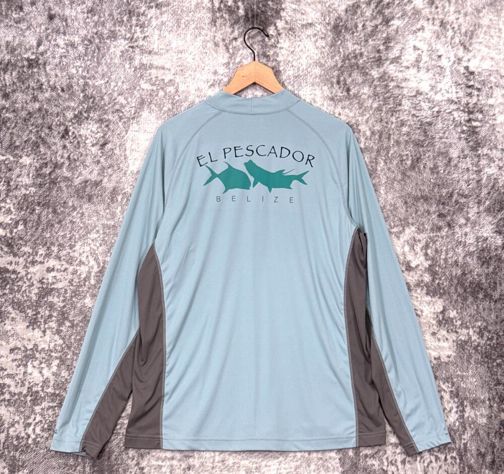 Simms Fishing Shirt Large Mens Solarflex Long Sleeve El Pescador Belize